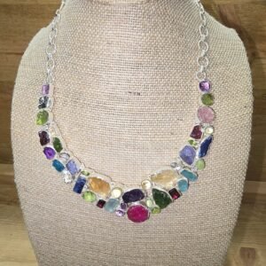 Pulsera Multimineral en bruto engarzada en plata 925