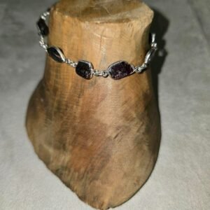 Pulsera Granate en Bruto y Plata 925 Elegante y Duradera para Mujer