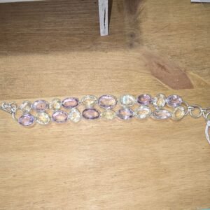Pulsera amatista lavanda y citrino natural engarce plata 925