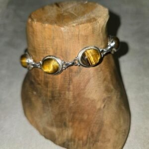 Pulsera Ojo de Tigre y Plata 925 Elegante Joyería Fina para Mujer