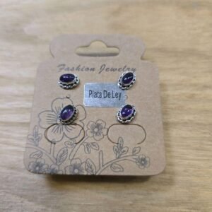 Plata De Ley Pendientes de Amatista Elegantes y Duraderos