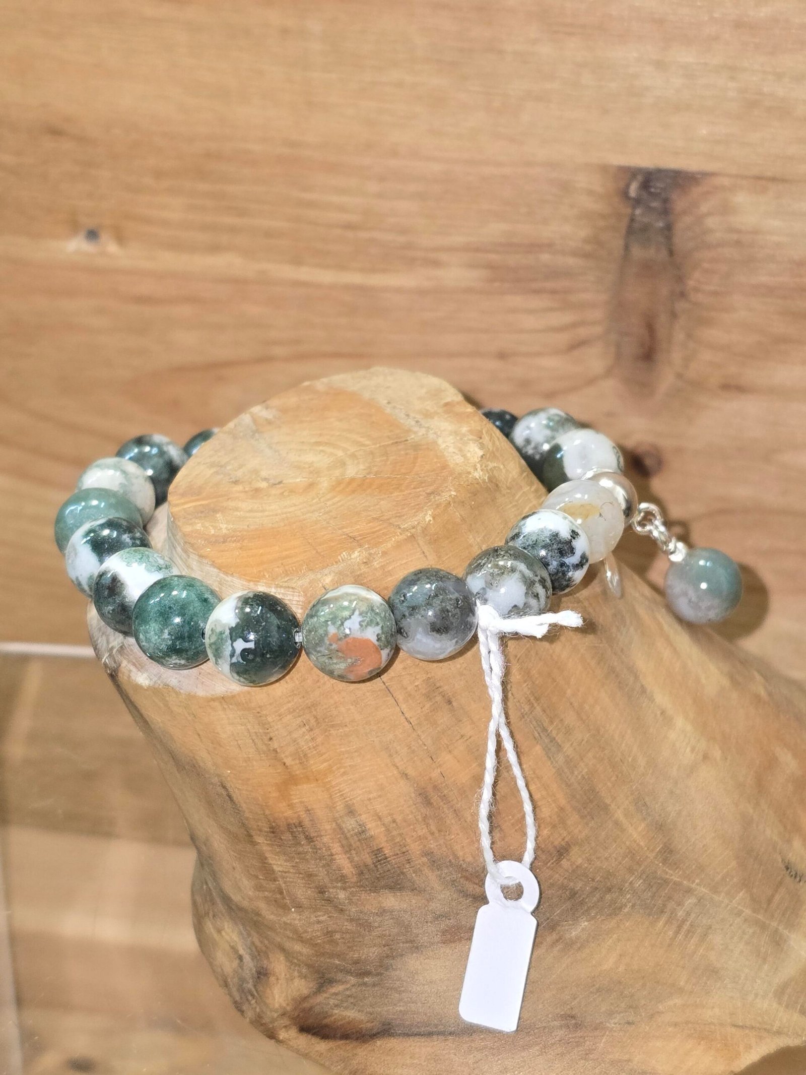 Pulsera elastica de Agata Arbol acabados en plata 925. Fabricacion propia - Imatge 3