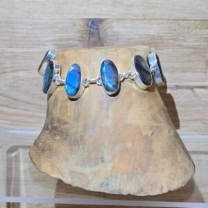 Pulsersa de Labradorita engarzada en plata 925, mineral natural