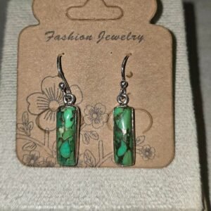 Pendientes Turquesa Cobre Verde en Plata 925 Fabricados en Laboratorio con Productos Naturales Joyería de Moda