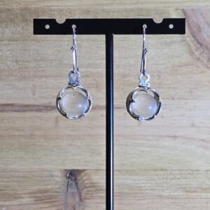 Pendientes Gotlan en plata de ley y cuarzo cristal, mineral natural