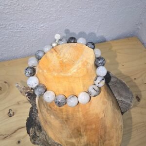 Pulsera Cuarzo con Turmalina, mineral natural